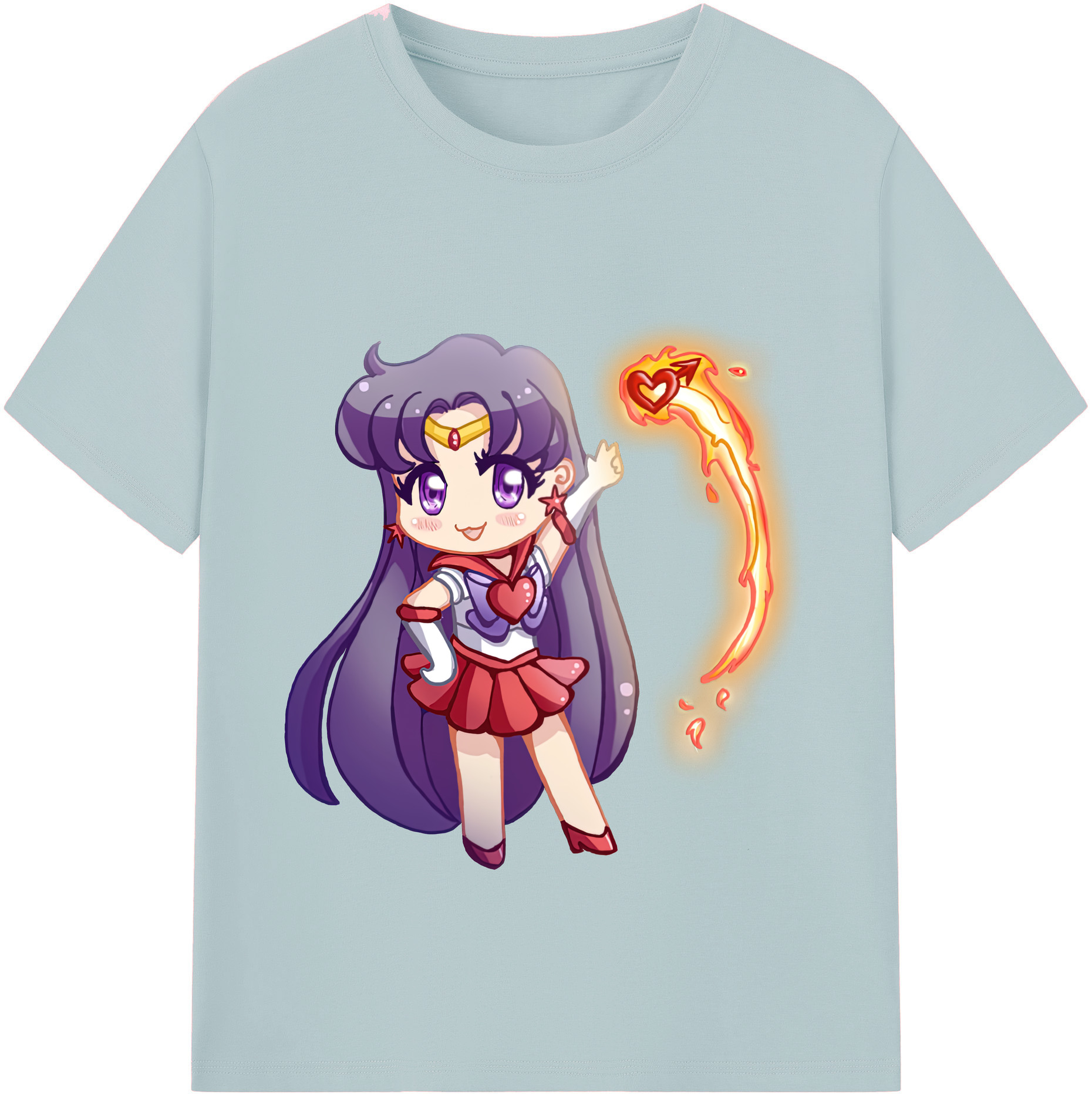 （画像用） 美少女戦士セーラームーン 火野レイ ひの レイ Sailor Moon Hino Rei （セーラーマーズ,Sailor Mars） 綿100％半袖Tシャツ（フロントプリント）